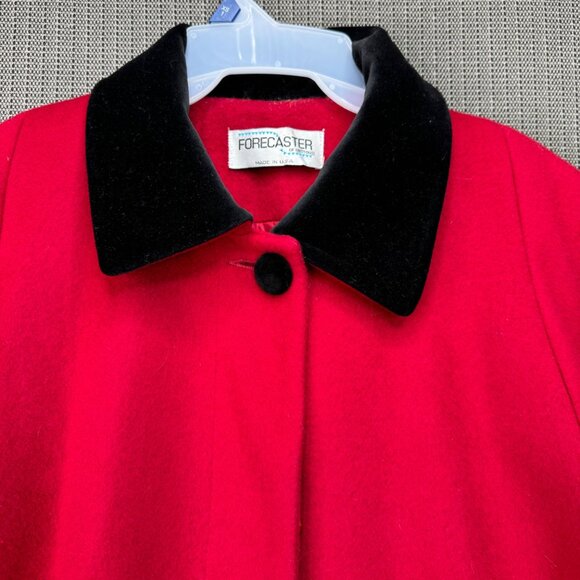Forecaster Of Boston vintage pre 90's Womens Red Wool LongCoat Black Collar Sz 8 - Picture 7 of 12